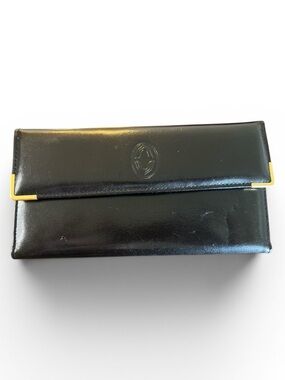 Vintage Buxton Black Aniline Goatskin leather Framed Organizer Long Wallet New